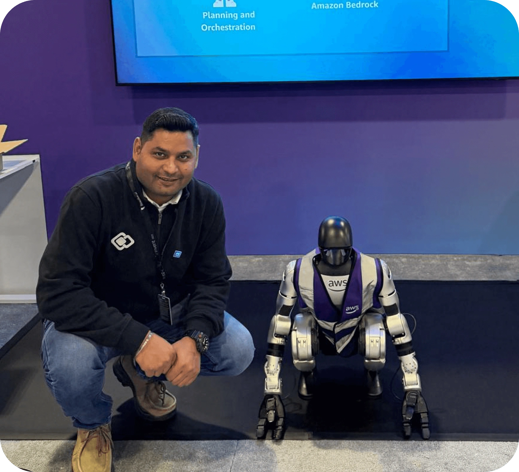 TechAhead team member at robotics demo